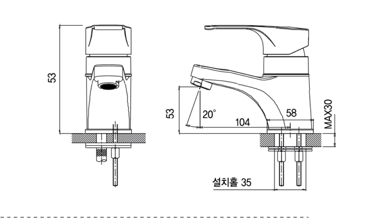 Vòi Lavabo nóng lạnh 1 lỗ AM 6001